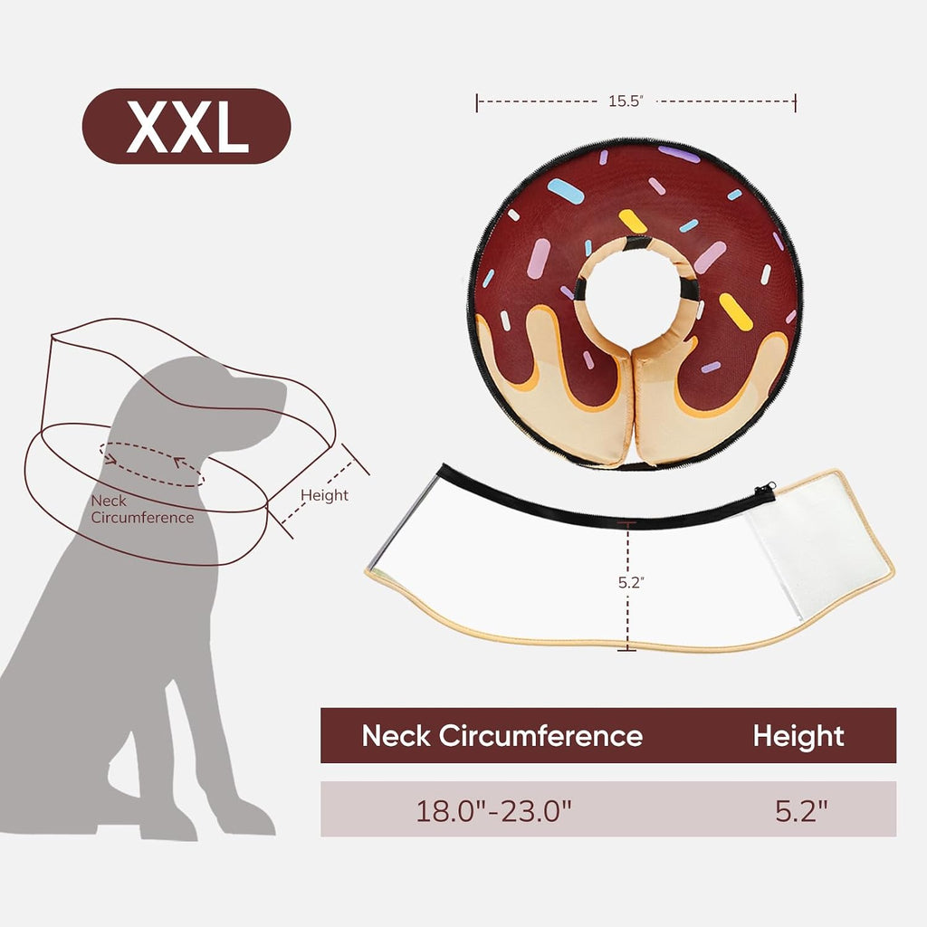Supet inflatable dog cone showing the zippered removable hair-resistant outer cover.
