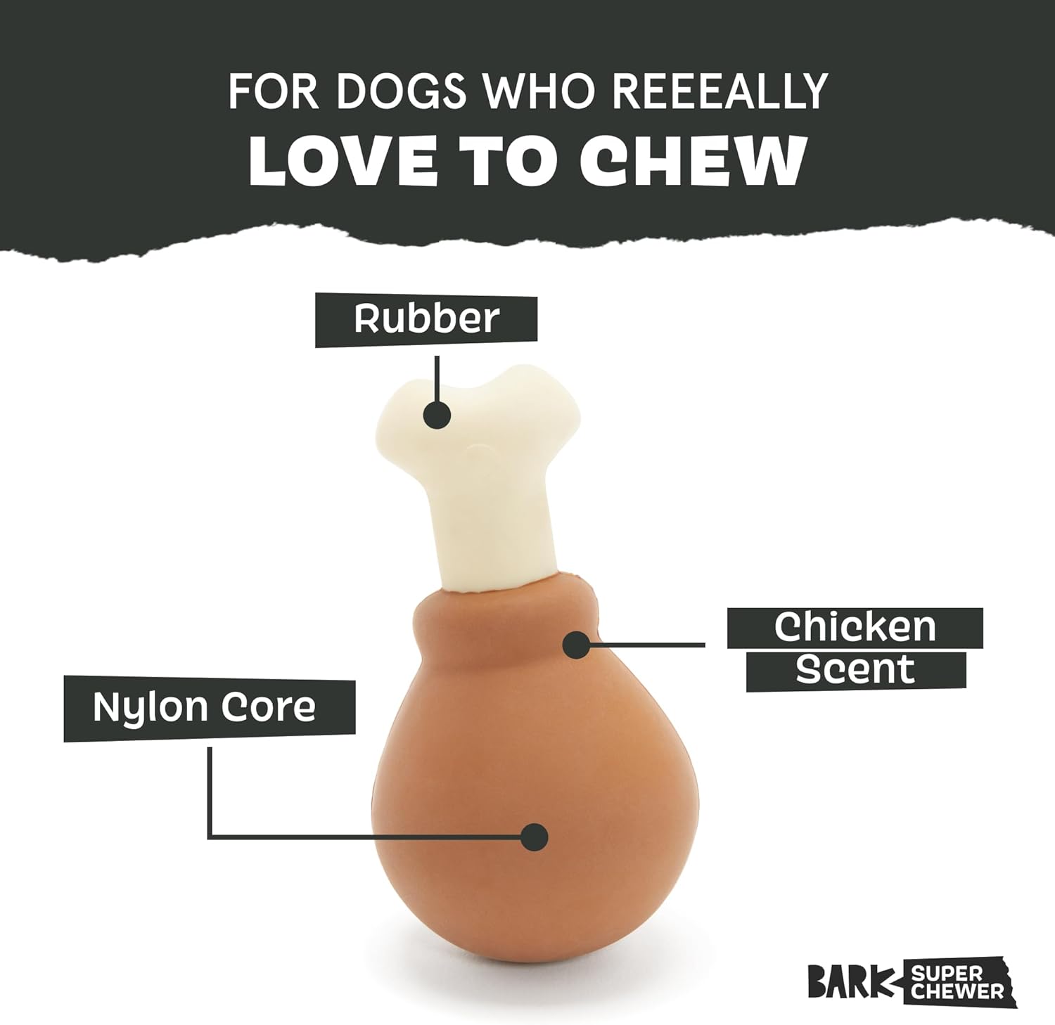 Close up of durable natural rubber Barkbox turkey dog toy