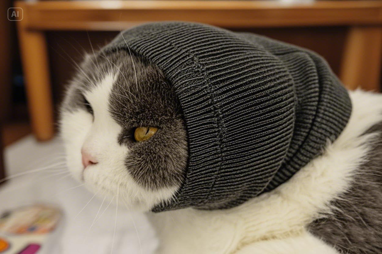 Small grey pet soothing hoodie for grooming sessions