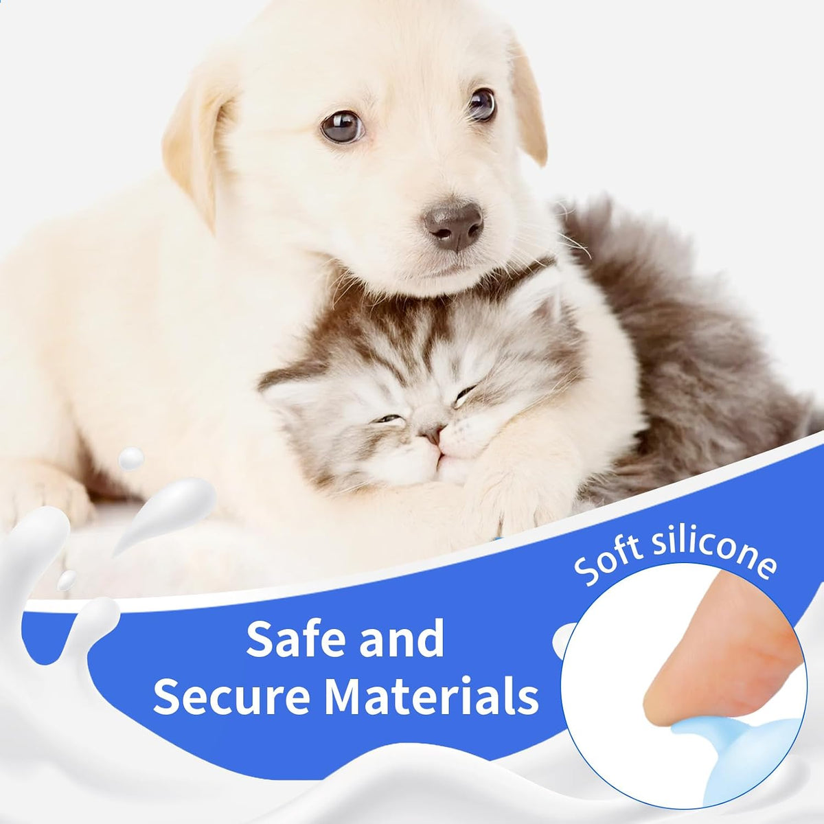 Curved neck anti choke puppy milk feeding bottle close up detail