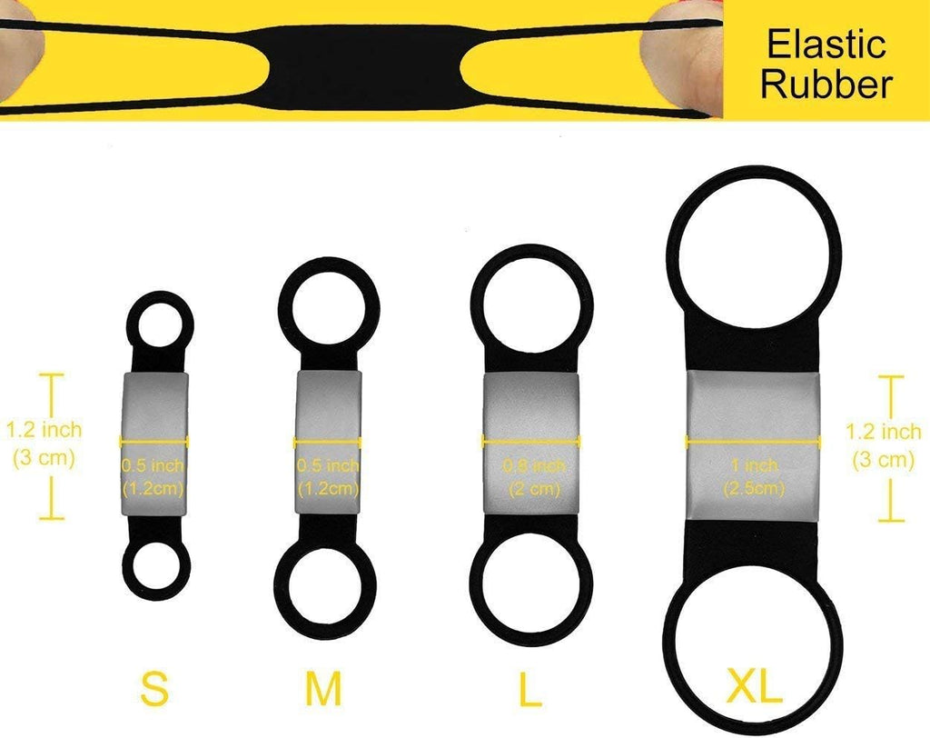 Demonstration of stretching the flexible rubber band over a pet collar for installation.