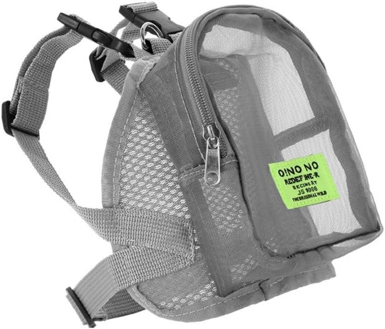 Toseky dog harness with backpack in grey showing front view for small dogs