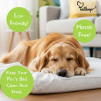 Tailbop disposable pet mattress protector on round dog cushion