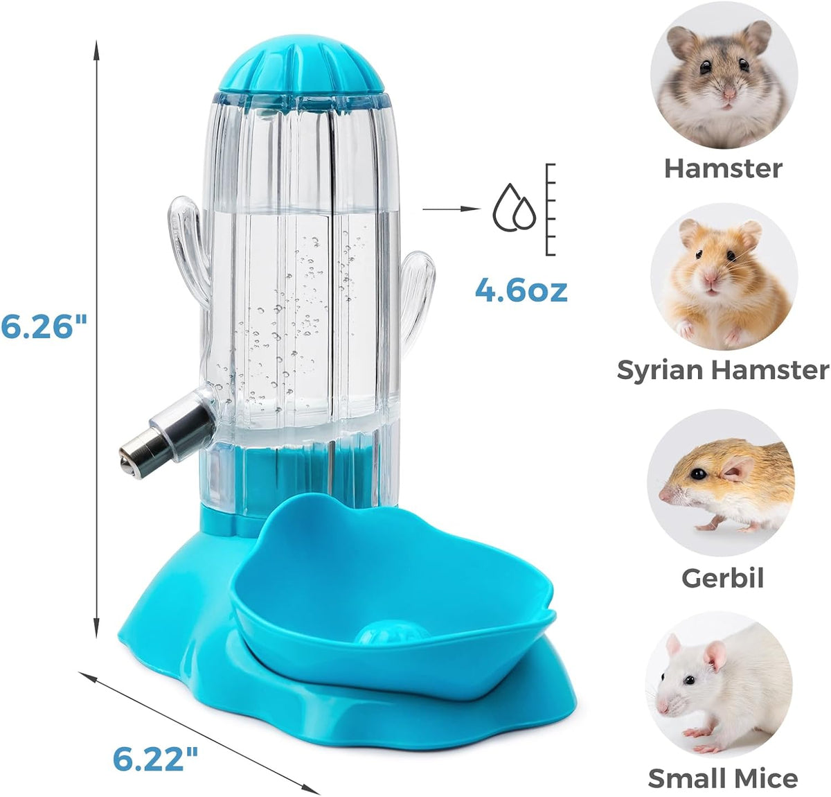 VANNON 2-in-1 Hamster Water Bottle & Food Feeder, 4.6oz/130ml Top-Fill Small Animal Cage Water Dispenser & Food Dish, BPA-Free, Anti-Leak for Hamster, Gerbil, Mouse - Image 3
