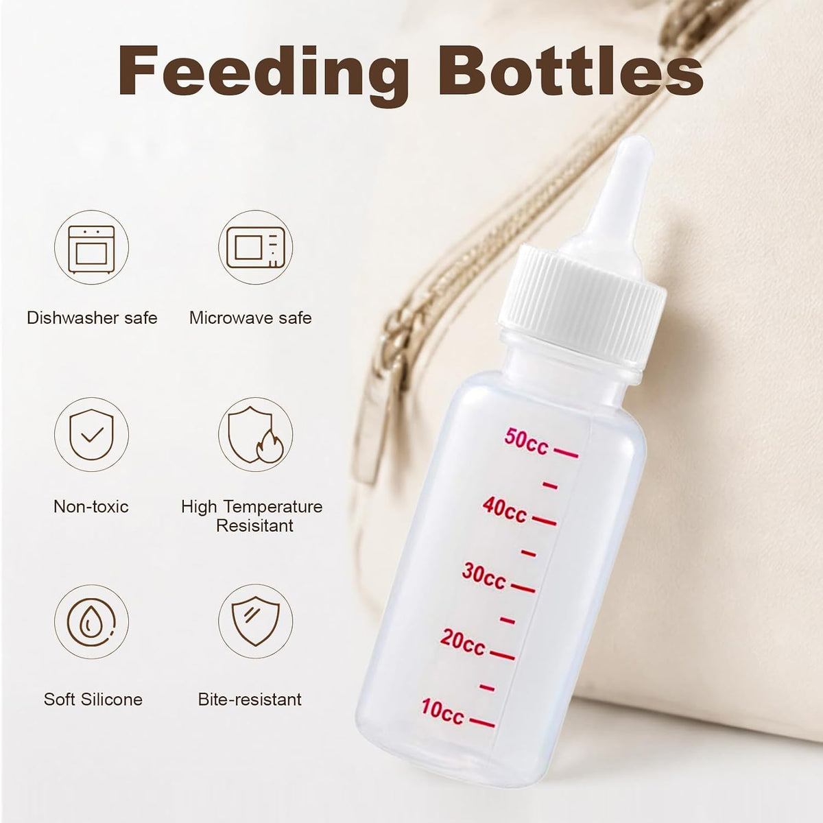 Food grade silicone nipples in multiple sizes for newborn puppy and kitten feeding