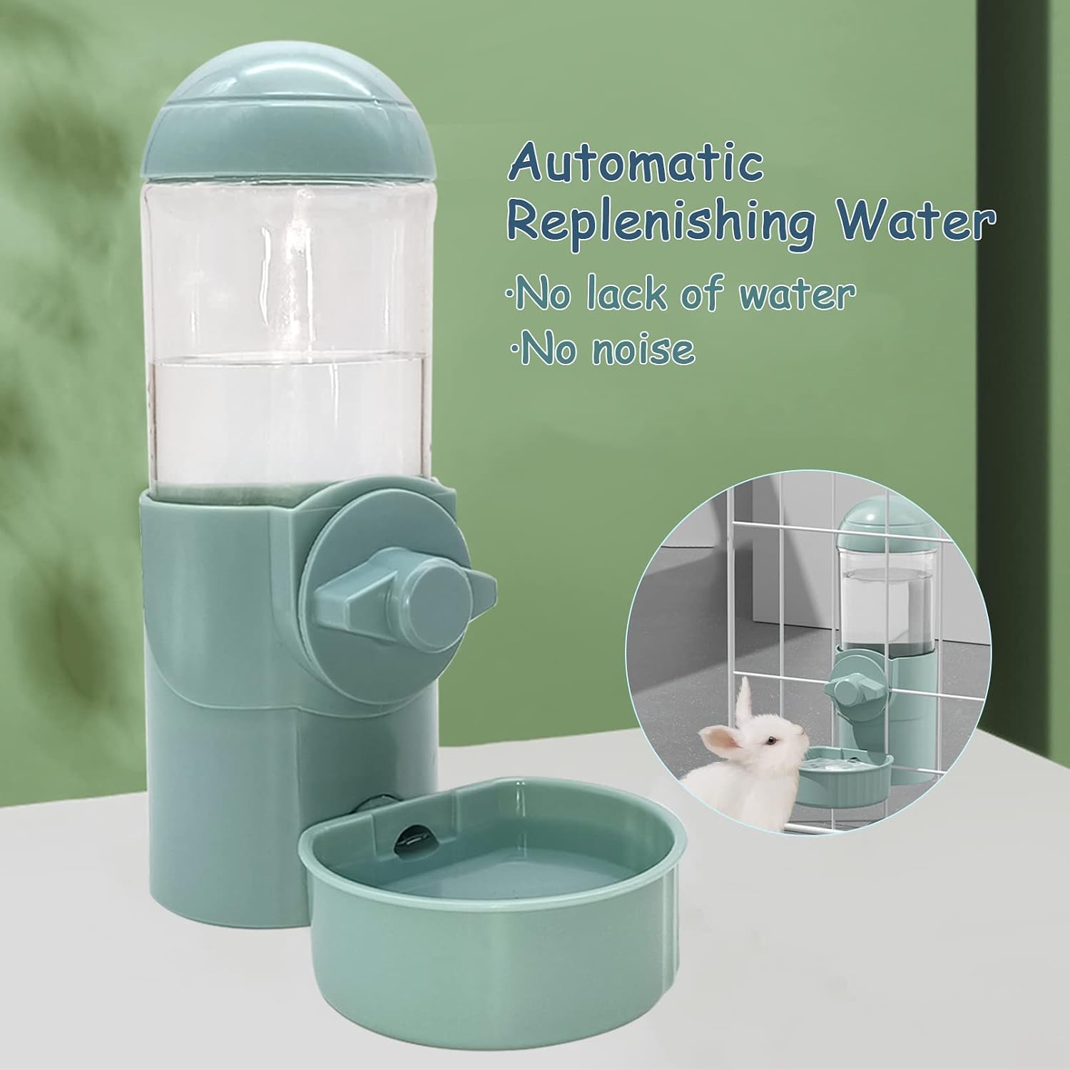 Tfwadmx Rabbit Watter Bottle 17oz Hanging Guinea Pig Automatic Water Dispenser No Drip Small Animal Cage Water Feeder Bowl for Bunny Chinchilla Hedgehog Ferret 2PCS (Grey) - Image 5