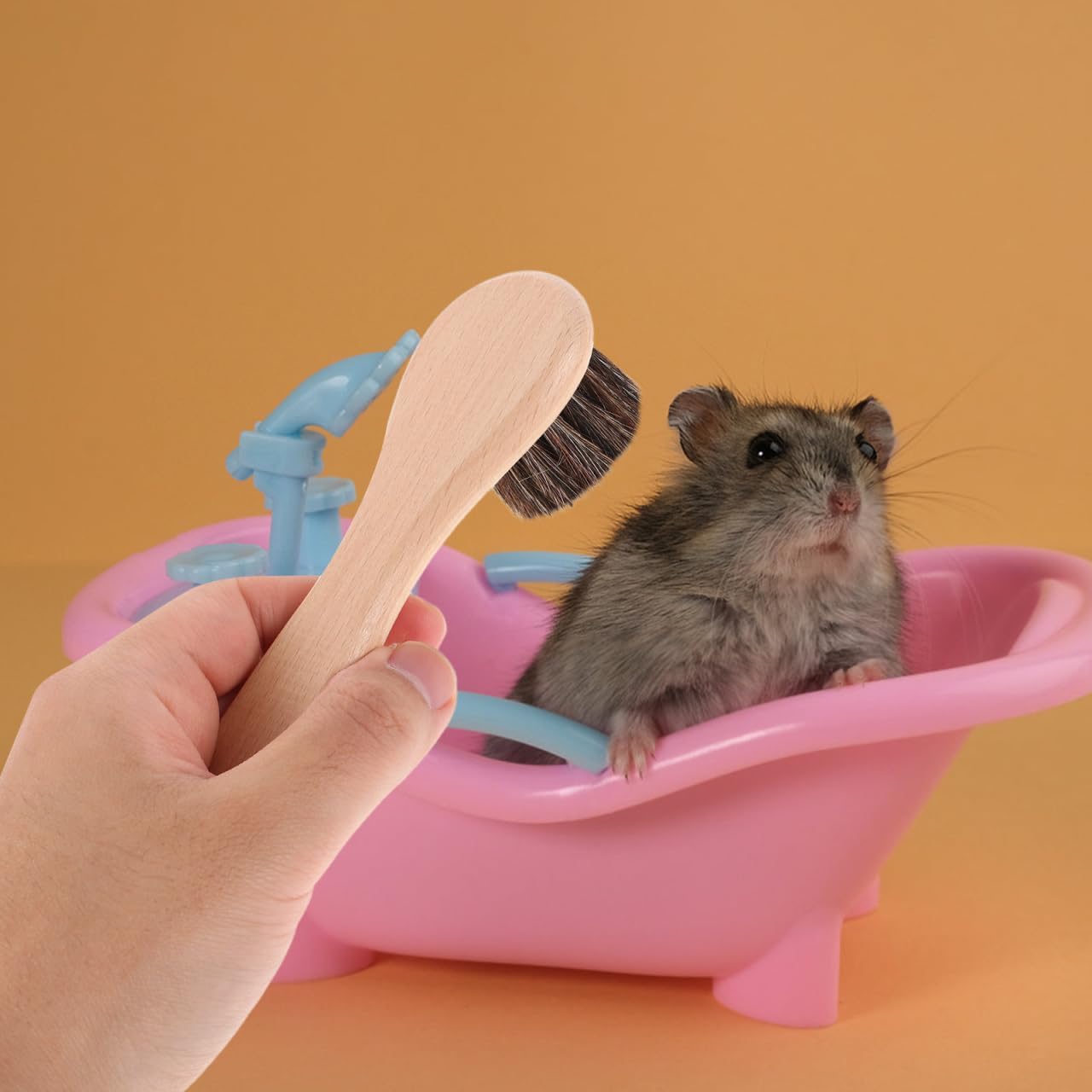 VANZACK small animal grooming tool displaying the natural horsehair bristles close up.