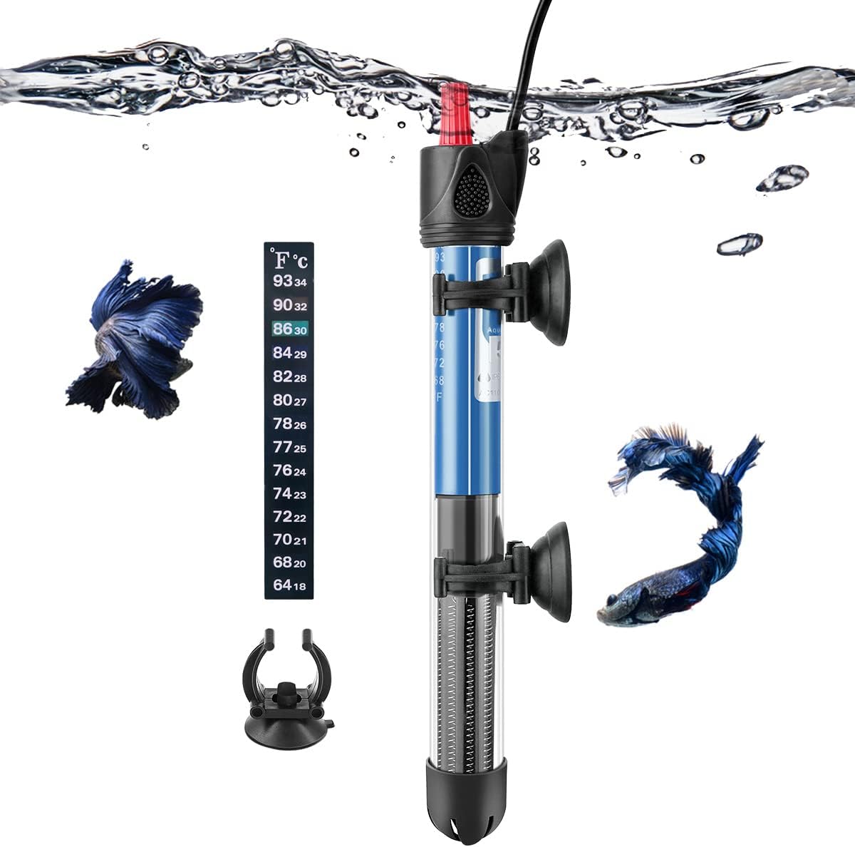 Hitop submersible adjustable aquarium heater front view