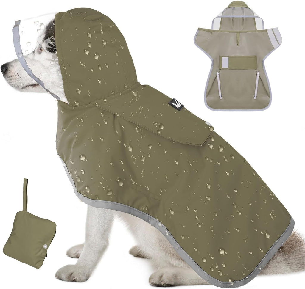 Lukovee Dog Raincoat - Lightweight Hooded Dog Rain Coat for Large Medium Small Dogs, Adjustable Poncho Jacket with Reflective Stripes & Built-in Storage Pocket (Green, Small) - Image 9