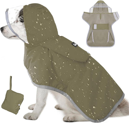 Lukovee Dog Raincoat - Lightweight Hooded Dog Rain Coat for Large Medium Small Dogs, Adjustable Poncho Jacket with Reflective Stripes & Built-in Storage Pocket (Green, Small) - Image 9