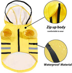Wizland Yellow Medium Dog Coat demonstrating the secure underbelly closure system.
