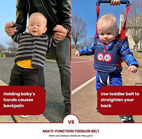 Close up of secure buckle on baby walking helper belt