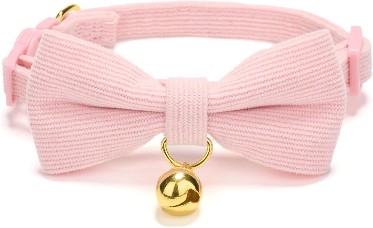 Breakaway Kitten Collar with Bow Tie and Bell Adjustable Cute Soft Corduroy Cat Collars for Small Male Cats(Blue,XS) - Image 15