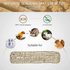 Bird Seagrass Mat 30 x 7 Inch Parrot Natural Seagrass Woven Net Hammock Parakeet Climbing Rope Ladder Mat Chew Toys Cage Accessories for Pigeon Macaw Cockatiel Conure Cockatoo Rat Bearded Dragon - Image 7