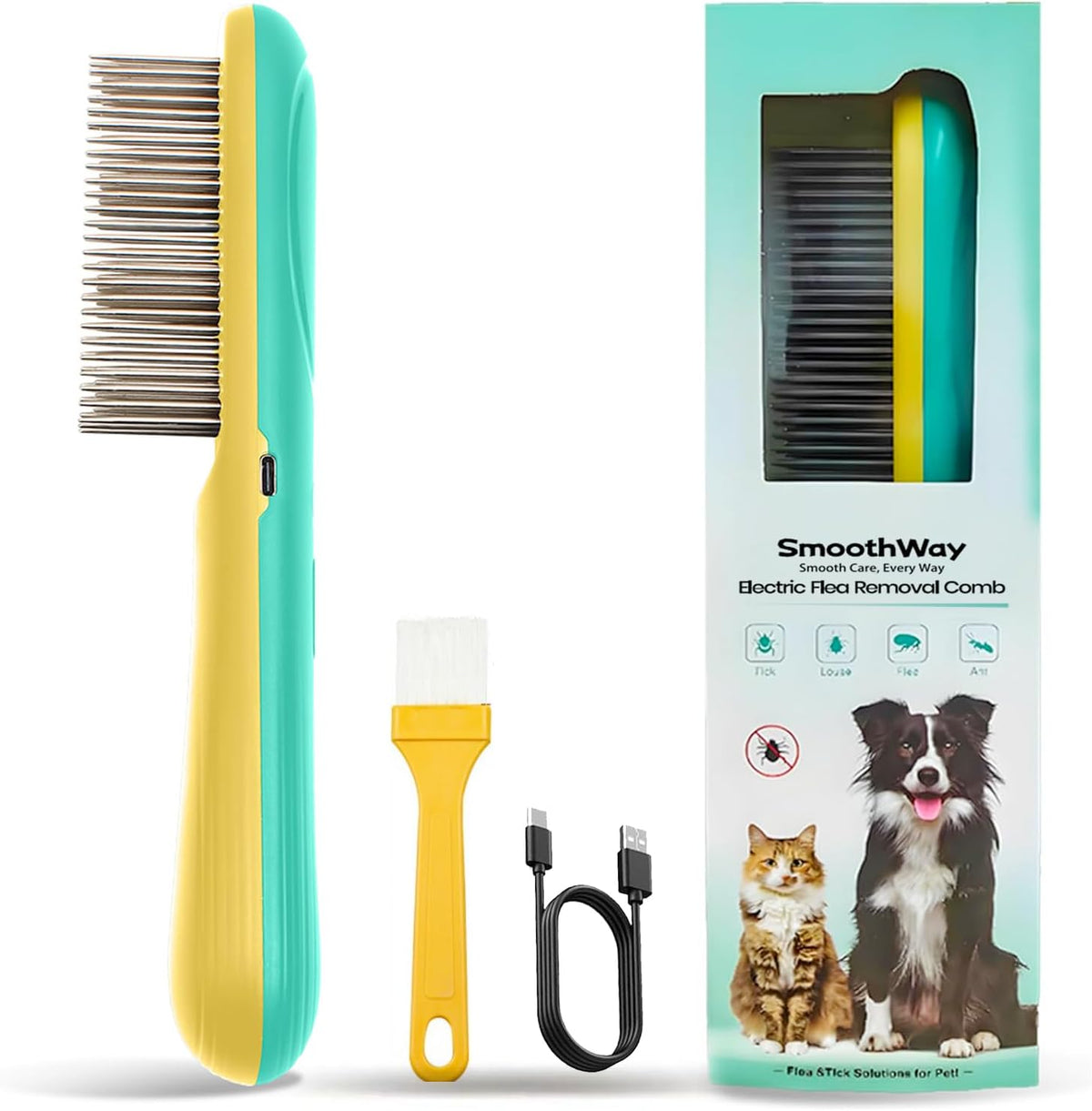 Smoothway professional 3-row tick and flea comb front view