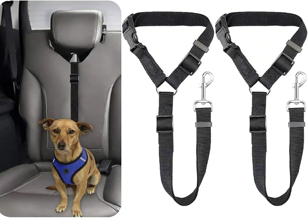 Unbranded 2 pack dog cat safety seat belt black front view