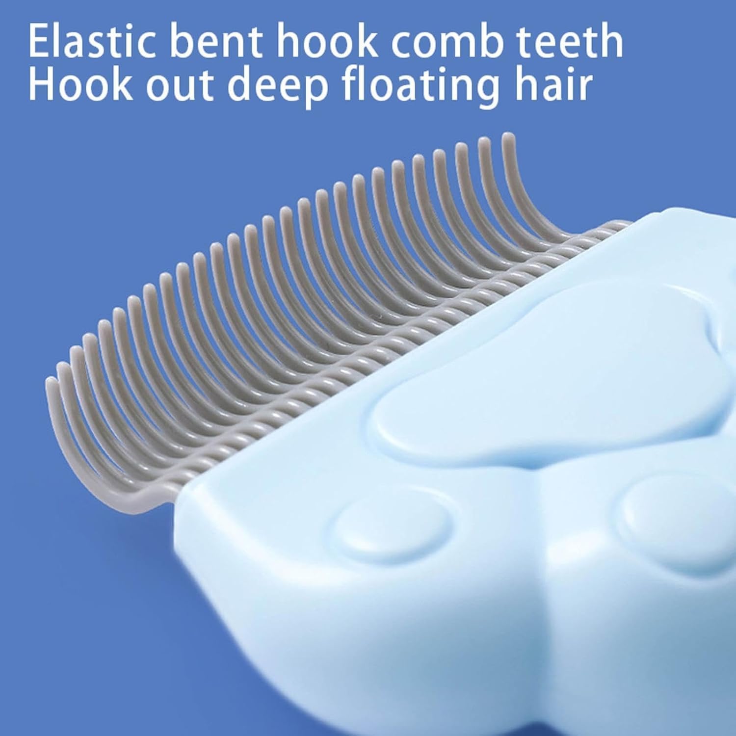 Ameliade pet grooming brush curved metal teeth close up view