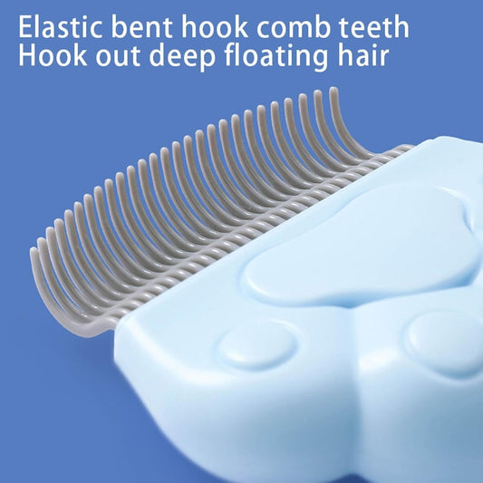 Ameliade pet grooming brush curved metal teeth close up view