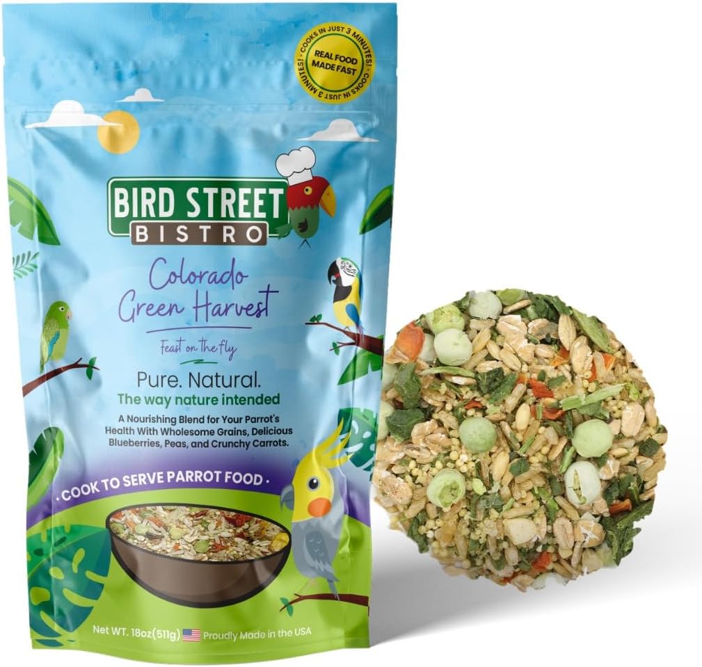 Bird Street Bistro Parrot Food for Parakeets & Cockatiels - Hearty Veggies - 20 oz - Cooks in 3-15 min, Natural Grains, Fruits & Vegetables - USA Made - Image 10