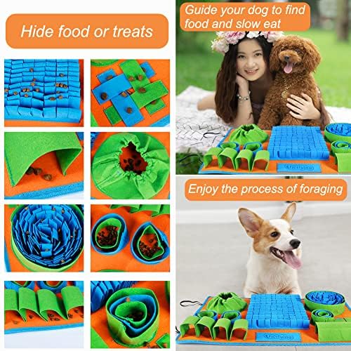 Rolled up Vivifying pet snuffle mat secured with elastic straps