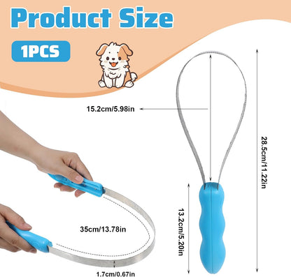 WADY dual sided pet shedding blade showing the secure locking mechanism on the split handle.