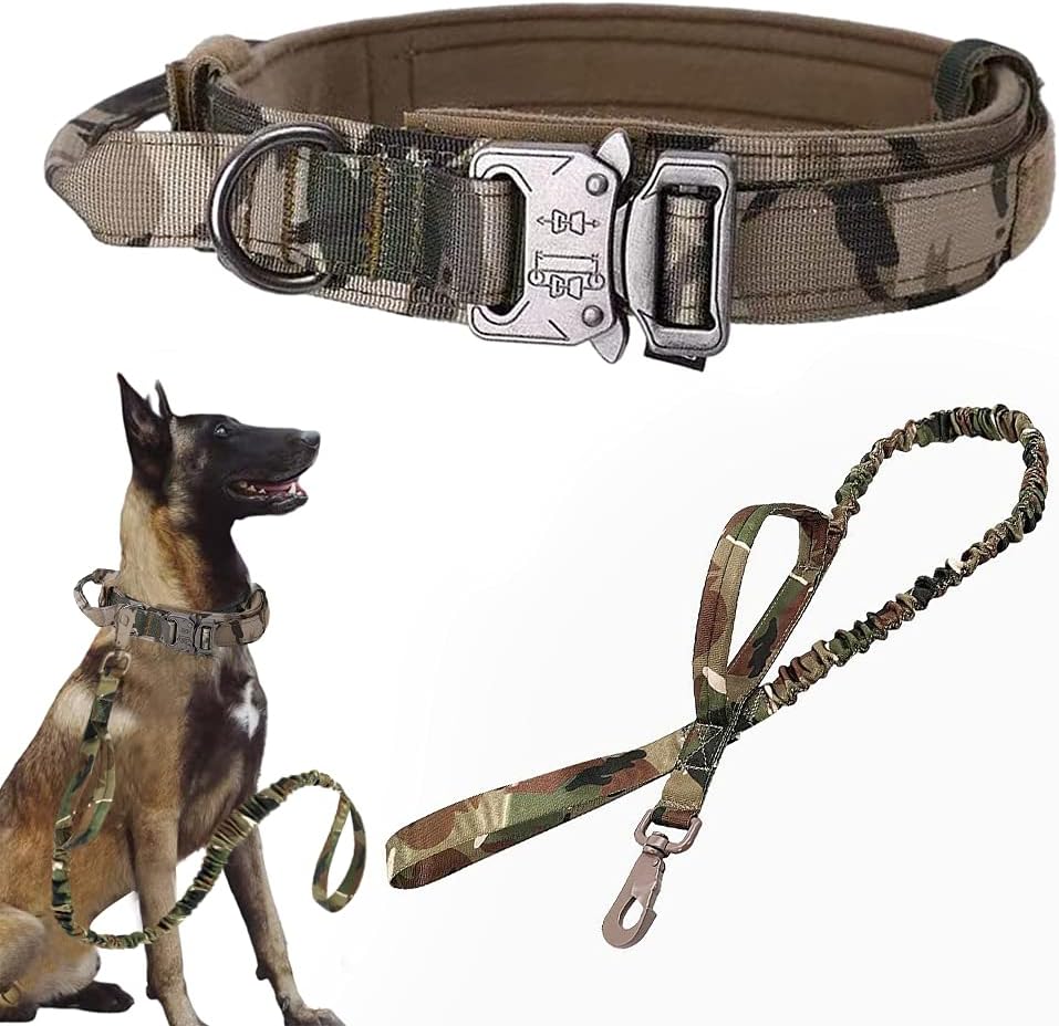 Tactical Dog Collar Adjustable Military Nylon Dog Collar with Control Handle and Heavy Duty Metal Buckle for Medium and Large Dogs (Brown,L) - Image 11