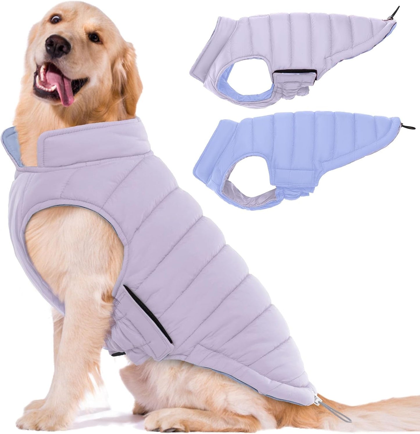 Lelepet Reversible Dog Coat Waterproof Dog Jacket Windproof Puffer Vest for Winter Warm Lightweight Coats for Large Dogs Adjustbale Hook & Loop Pet Apparel with Leash Hole, Pitbull, Wine Red, XL - Image 15