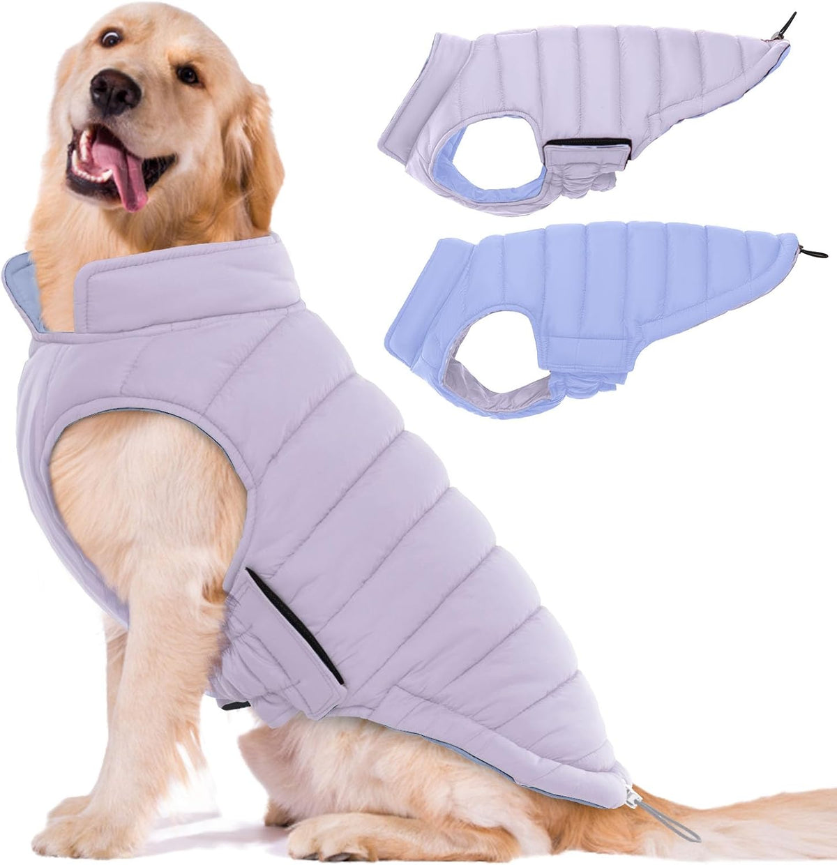 Lelepet Reversible Dog Coat Waterproof Dog Jacket Windproof Puffer Vest for Winter Warm Lightweight Coats for Large Dogs Adjustbale Hook & Loop Pet Apparel with Leash Hole, Pitbull, Wine Red, XL - Image 15