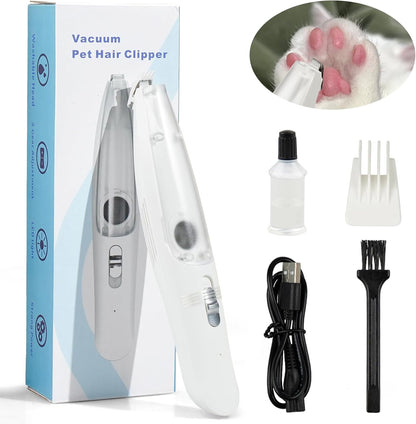 Coileswet dog paw trimmer with vacuum front view showing white ergonomic body