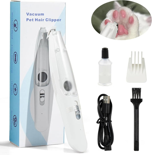 Coileswet dog paw trimmer with vacuum front view showing white ergonomic body