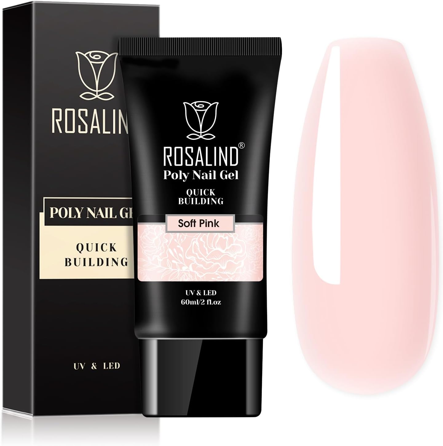 Rosalind soft pink poly nail extension gel tube front view