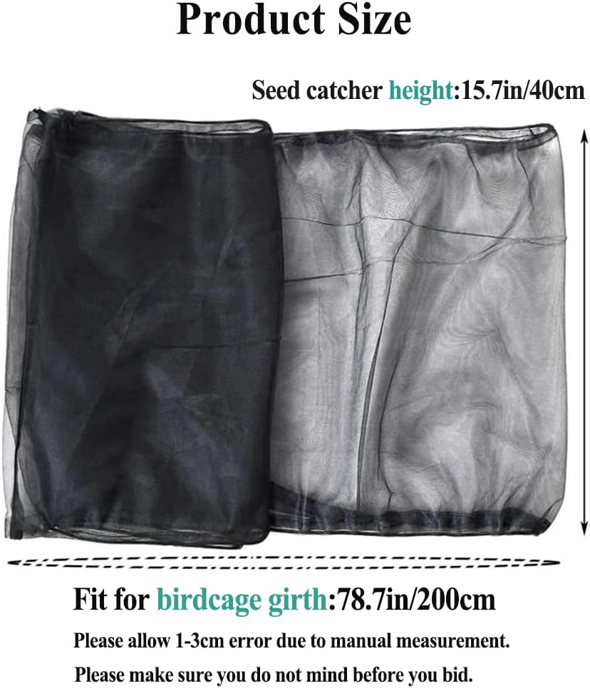 Close up of black nylon mesh texture on bird cage skirt