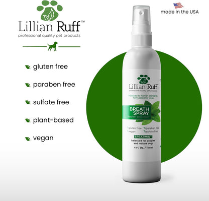 Lillian Ruff dog breath freshener spray label details