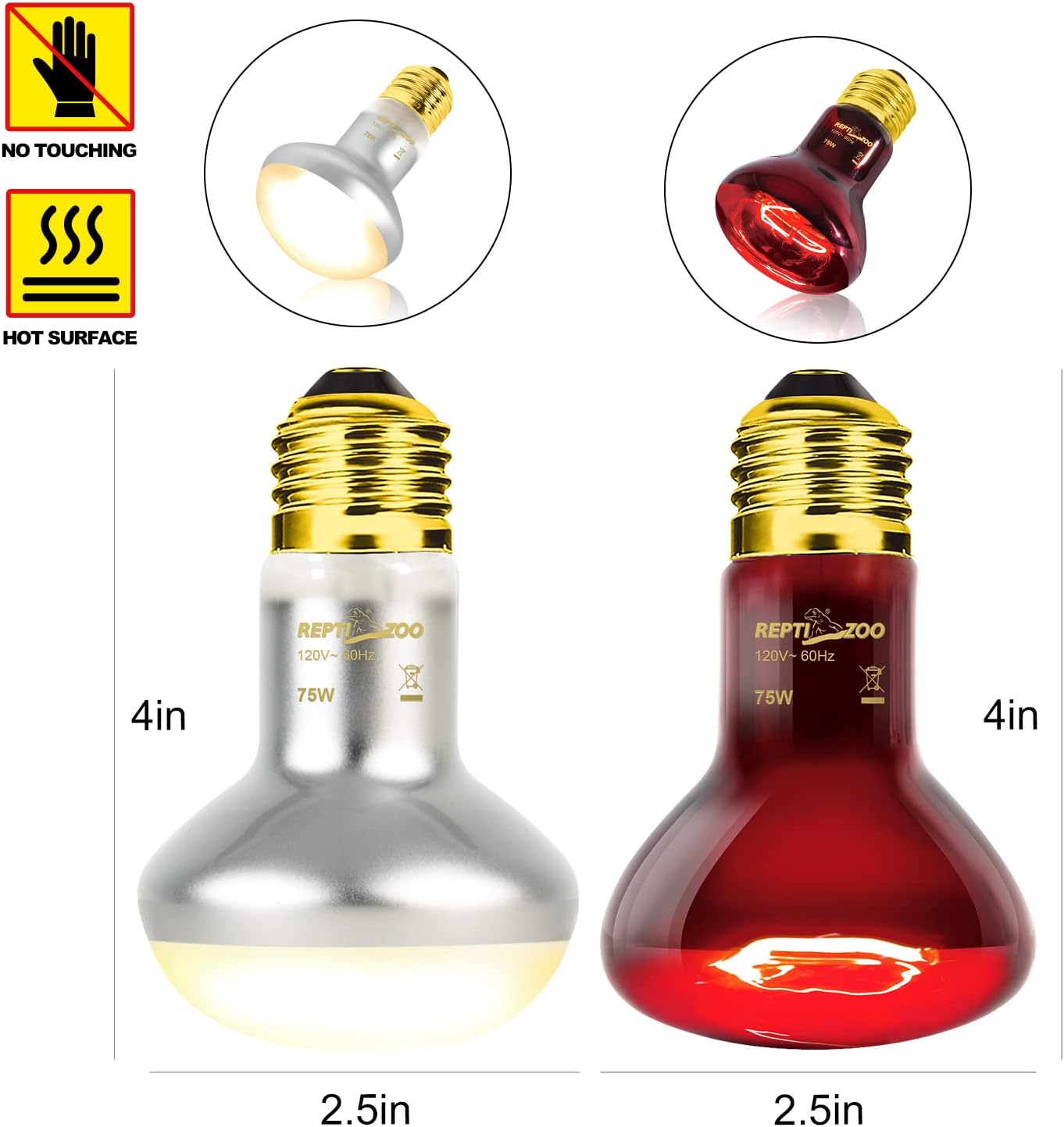 REPTI ZOO daylight basking spot light bulb emitting focused UVA heat for terrariums.