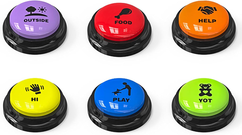 Acools Dog Buttons for Communication, 6 Pcs Dog Talking Button Set, 30s Voice Recordable Pet Training Buzzer, Speaking Buttons for Cats & Dogs with Waterproof Dog Activity Mat and 24 Scene Stickers - Image 11