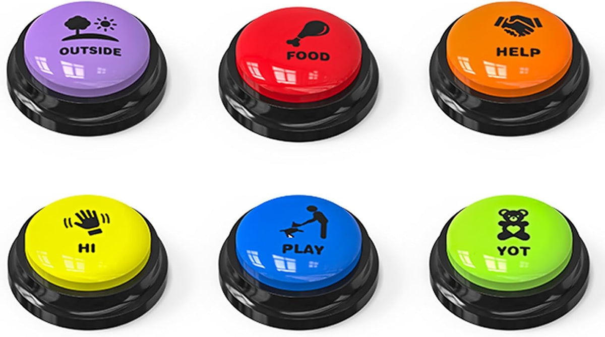 Acools Dog Buttons for Communication, 6 Pcs Dog Talking Button Set, 30s Voice Recordable Pet Training Buzzer, Speaking Buttons for Cats & Dogs with Waterproof Dog Activity Mat and 24 Scene Stickers - Image 11