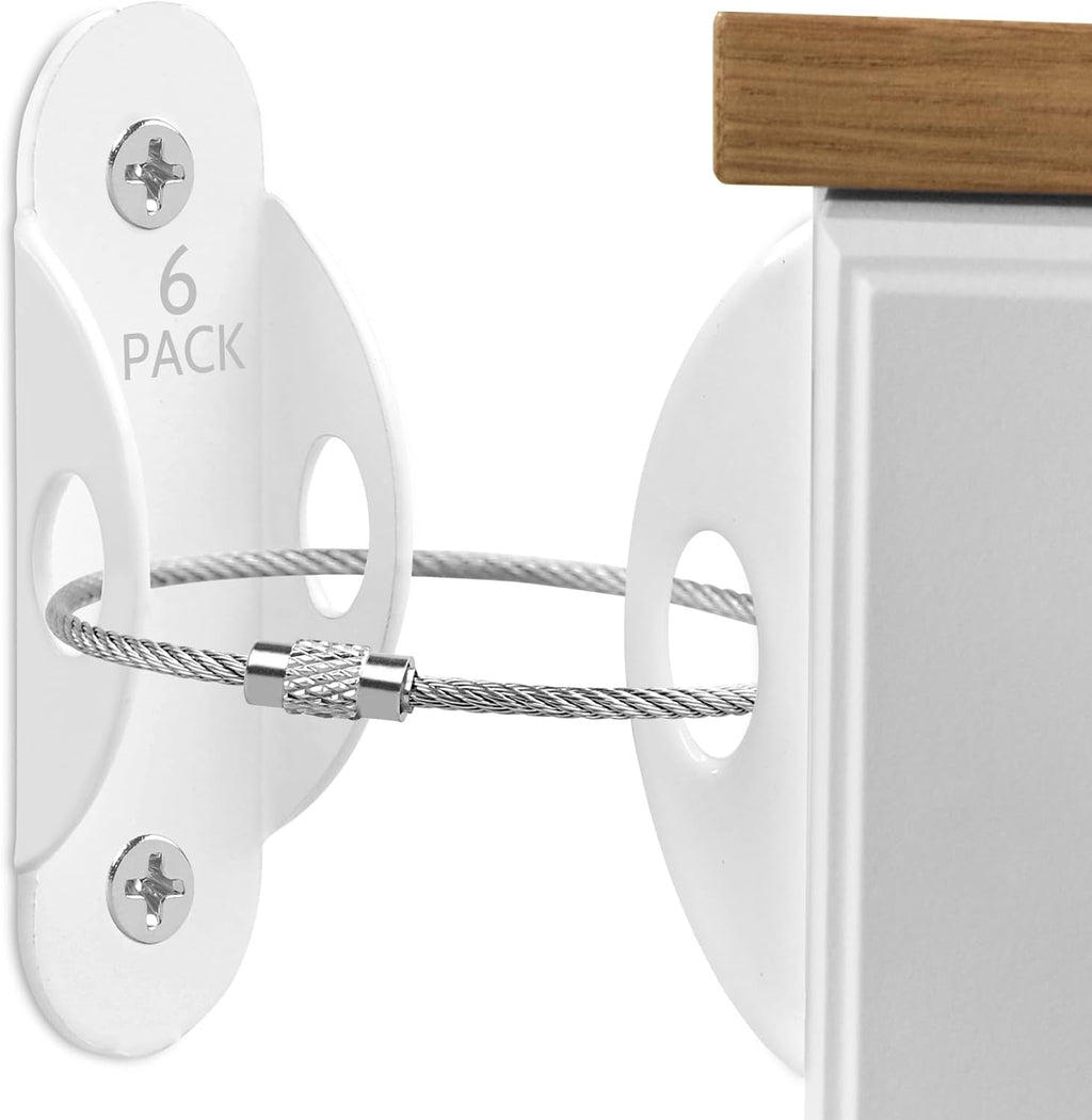 Guirnd furniture anchors 6 pack front view showing premium stainless steel safety straps for baby proofing.