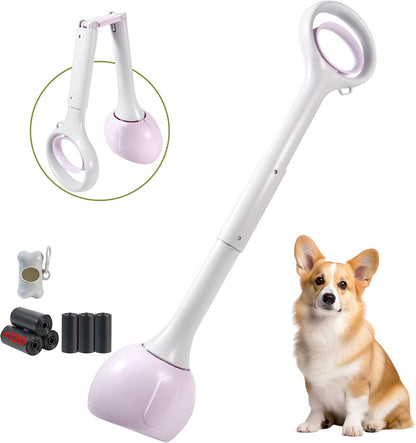 Dog Pooper Scooper Portable with Bag Attachment, One Handed Foldable Design, Includes 120 Waste Bags and Dispenser, 19 Inch Handle for Grass Yard Gravel Cleanup (Blue) - Image 9