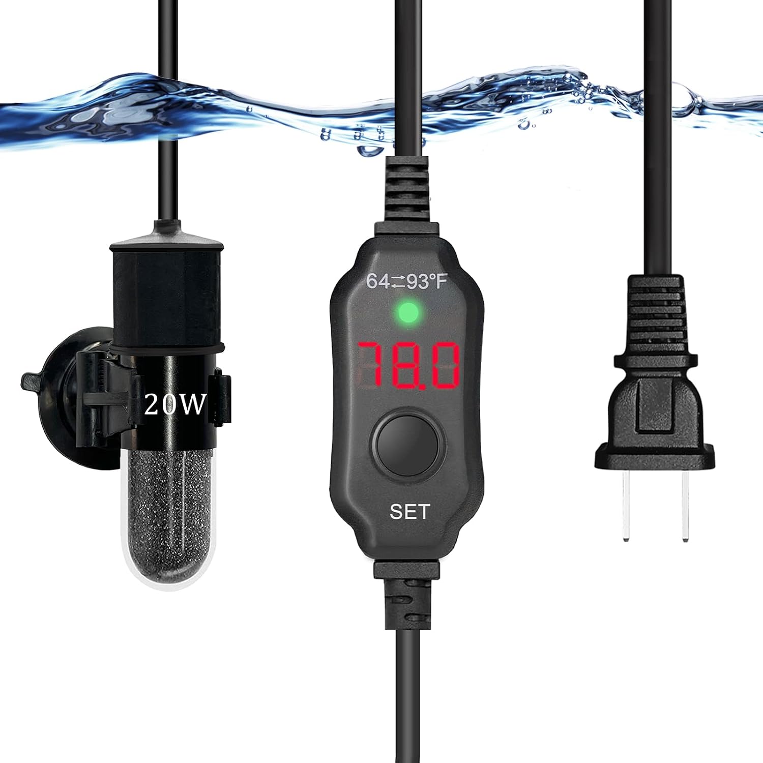 YukiHalu USB Powered Aquarium Heater, 10W Adjustable Mini Fish Tank Heater with External Temperature Controller, LED Display, Used for 0.5-1 Gallon Tank (10W USB) - Image 11