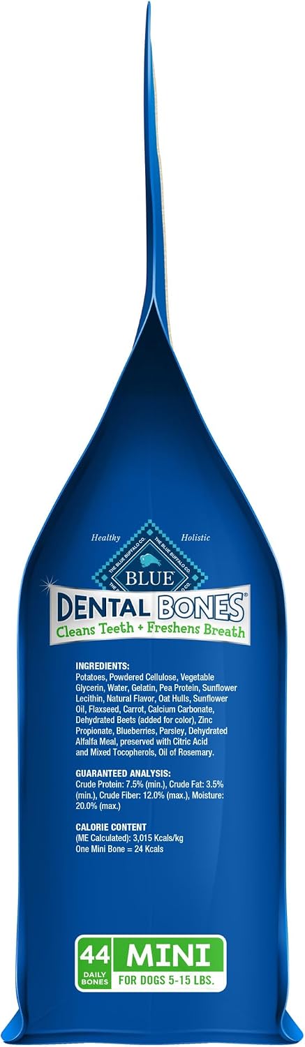 Blue Buffalo Dental Bones Mini Natural Dental Chew Dog Treats Bag, 12oz. Bag - Image 10