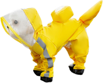 Waterproof Dog Raincoat,Full Coverage 4 Legs Dog Rain Jacket for Small Dogs,Pet Rain Coat with Hood,Reflective Strips&Leash Hole Outdoor Raincoat (Largefor Weight 8.8-11 lb, Strawberry) - Image 9