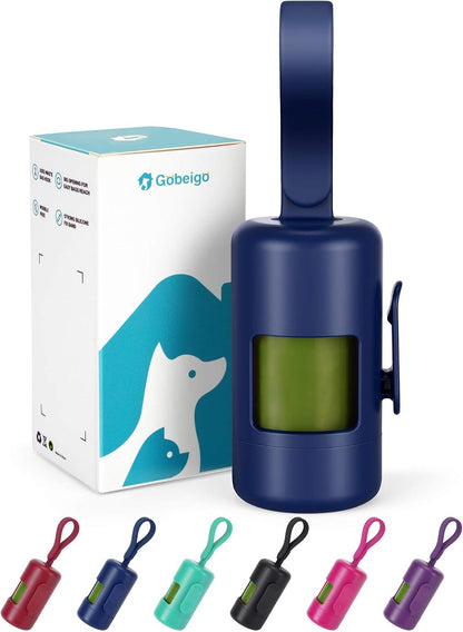 Gobeigo matte black dog poop bag dispenser showing large opening feature.