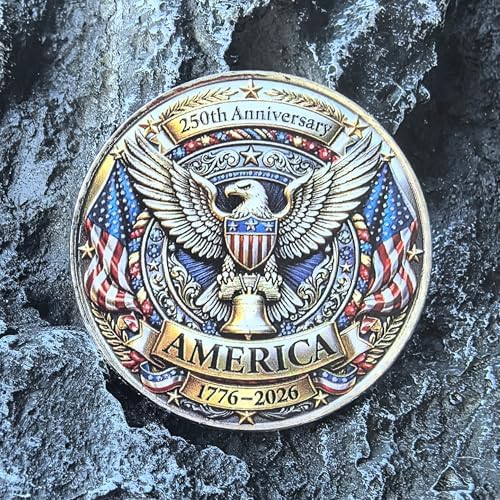 Close up view of the intricate 3D relief engraving and premium gold-toned edges on the YKshop anniversary token.