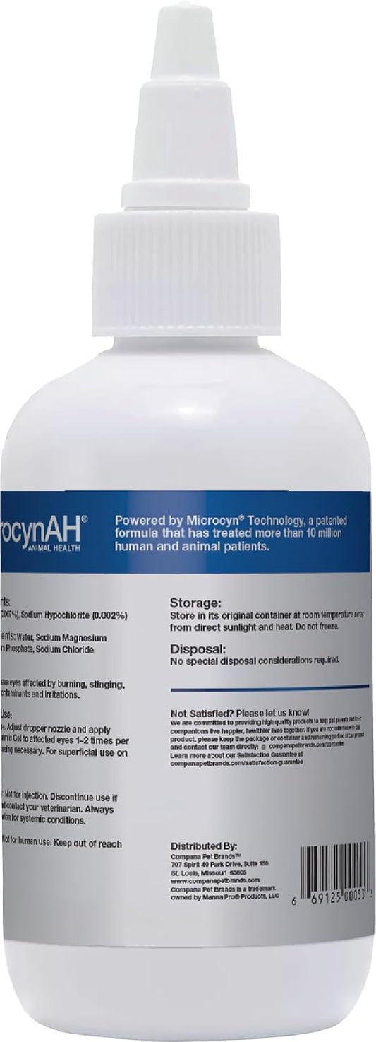 Manna Pro feline eye irritation relief gel packaging showing hypochlorous acid formula
