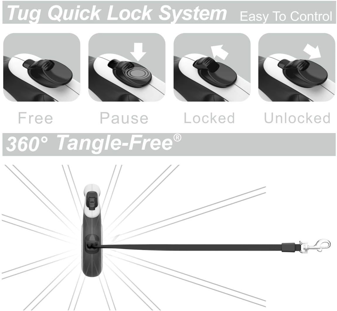 Tug tangle free leash mechanism front view