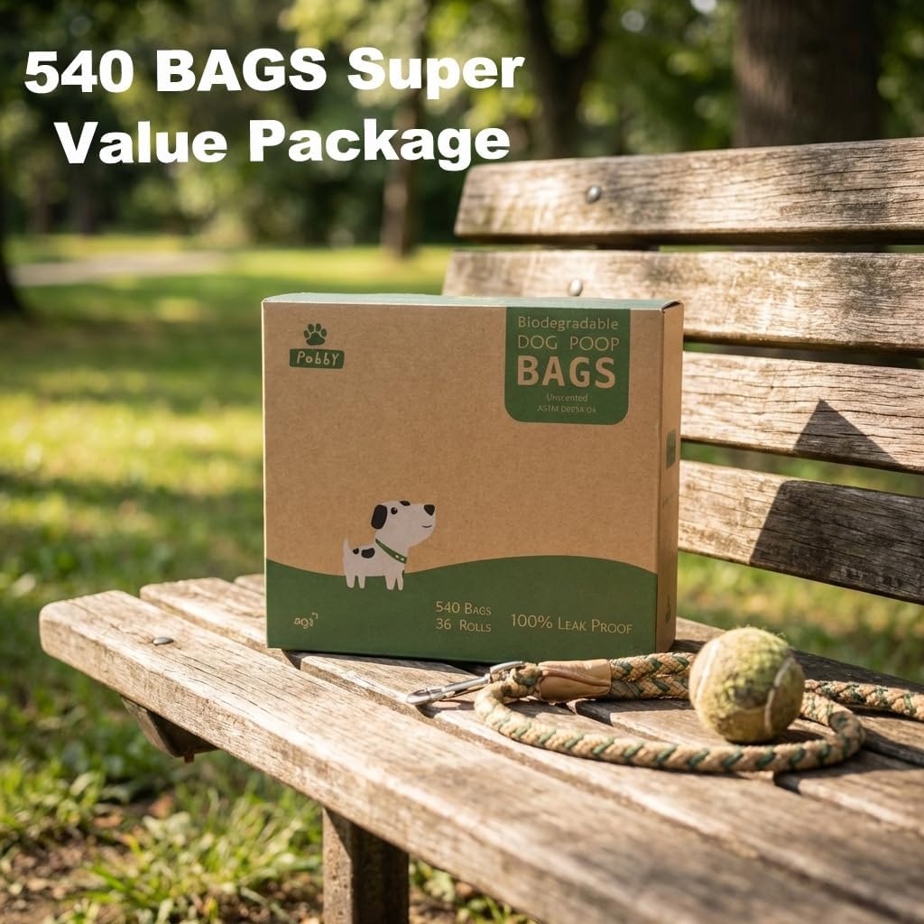 Nine by thirteen inch eco friendly dog bag demonstrated over a hand.