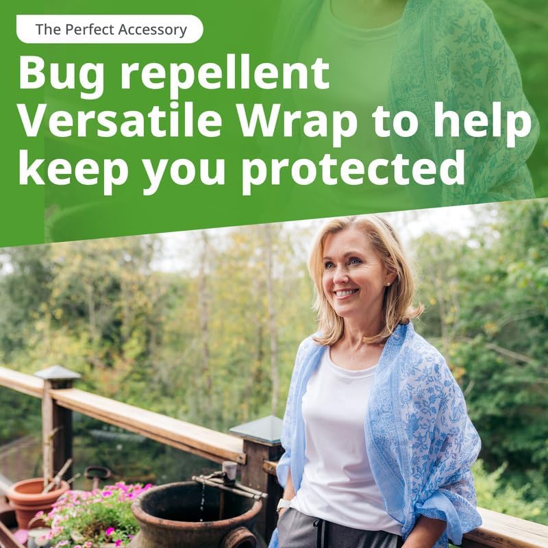 Insect Shield Versatile Wrap worn as a shoulder shawl
