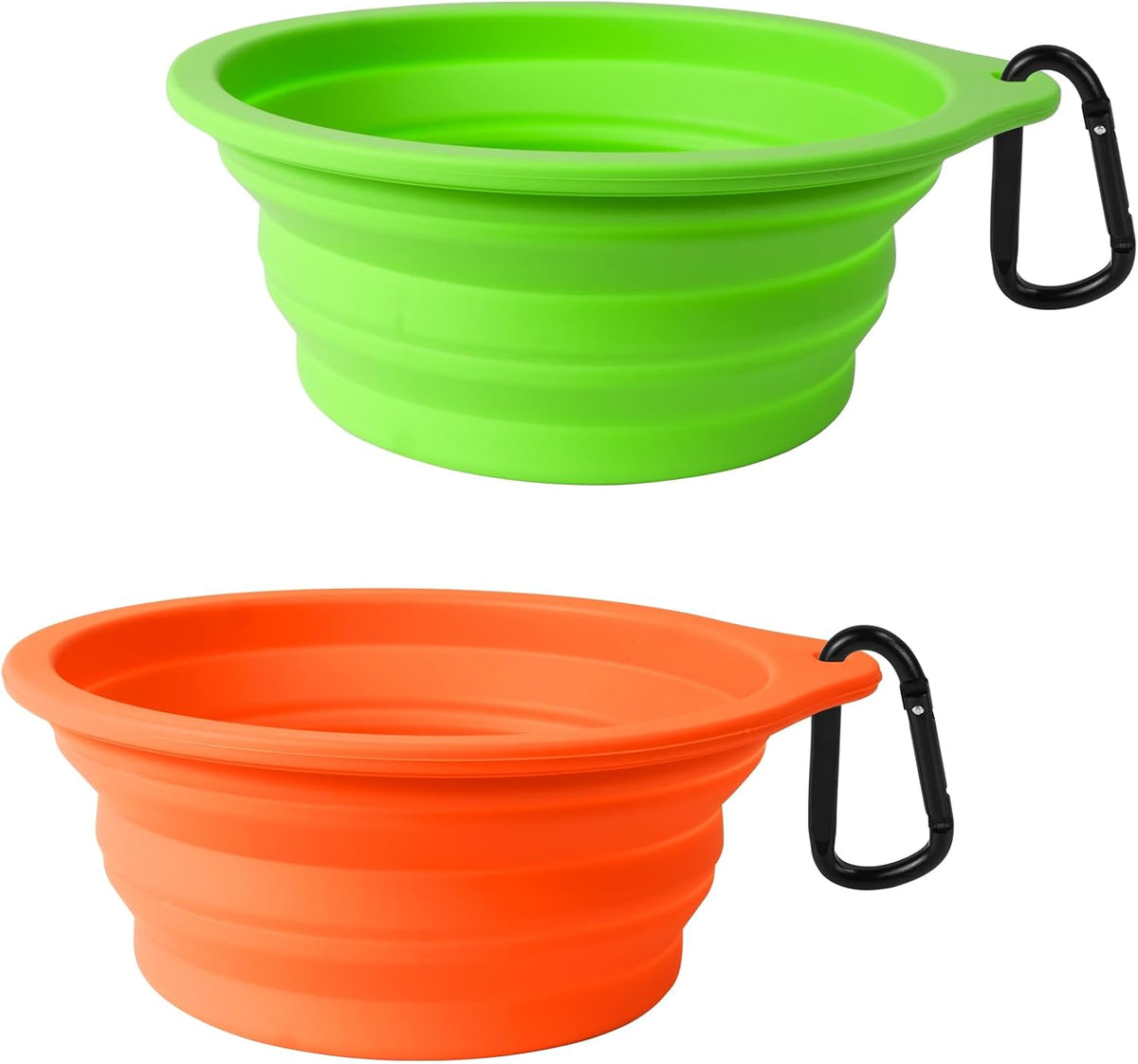 PetBonus 2-Pack Silicone Collapsible Dog Bowls, BPA Free Dishwasher Safe, Portable Foldable Expandable Travel Bowl, Food Water Feeding Cup Dish for Dogs Cats with 2 Carabiners (Turquoise, Tan) - Image 14