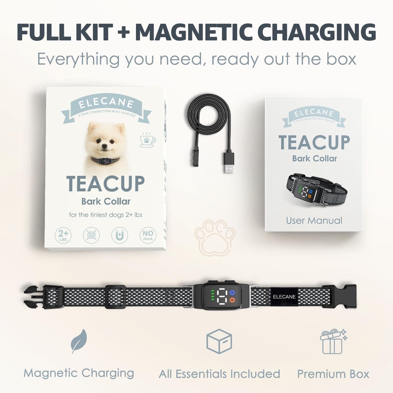 Elecane Teacup collar showing waterproof IP67 rating