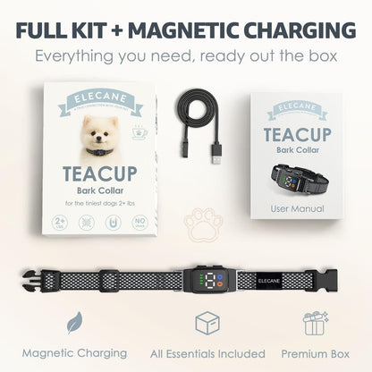 Elecane Teacup collar showing waterproof IP67 rating